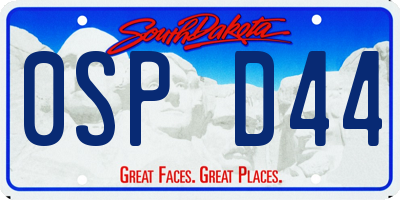 SD license plate 0SPD44