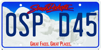 SD license plate 0SPD45