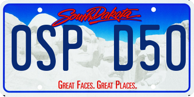 SD license plate 0SPD50