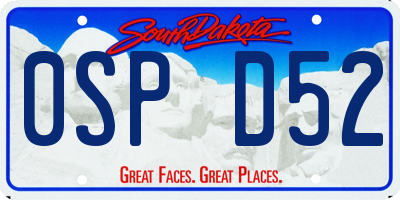 SD license plate 0SPD52