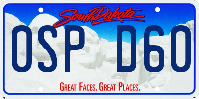 SD license plate 0SPD60