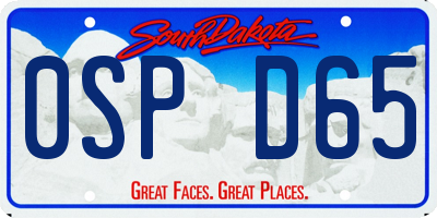 SD license plate 0SPD65