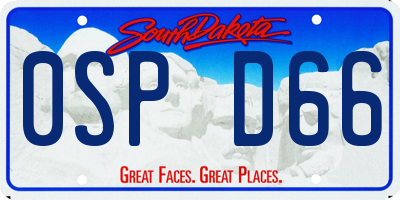 SD license plate 0SPD66