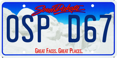 SD license plate 0SPD67