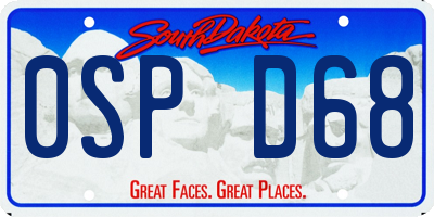 SD license plate 0SPD68