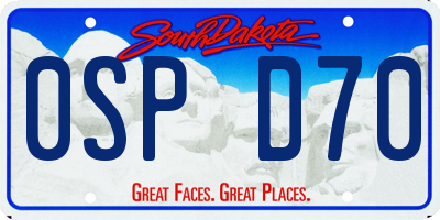 SD license plate 0SPD70