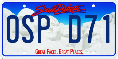 SD license plate 0SPD71