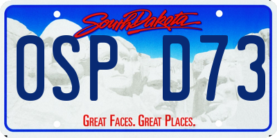 SD license plate 0SPD73