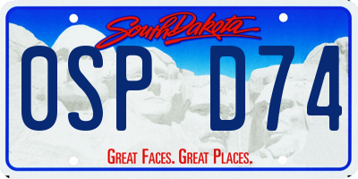 SD license plate 0SPD74