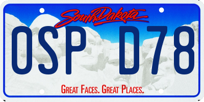 SD license plate 0SPD78