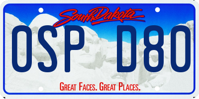 SD license plate 0SPD80