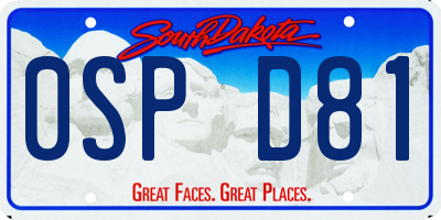 SD license plate 0SPD81