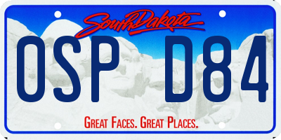 SD license plate 0SPD84
