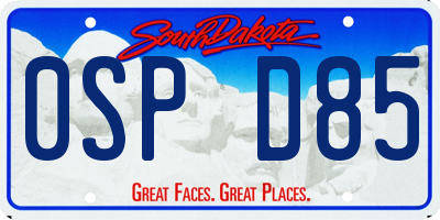SD license plate 0SPD85