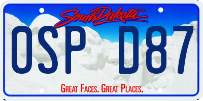 SD license plate 0SPD87