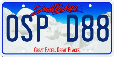 SD license plate 0SPD88