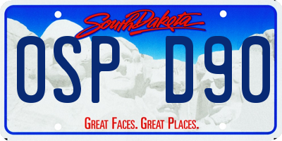 SD license plate 0SPD90