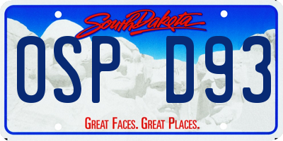 SD license plate 0SPD93