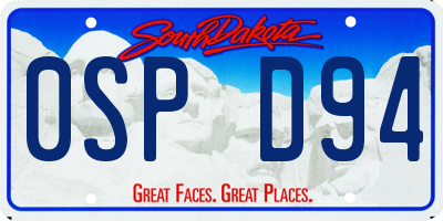 SD license plate 0SPD94