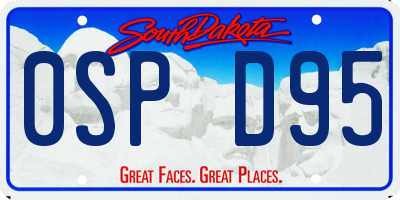 SD license plate 0SPD95