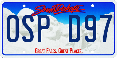 SD license plate 0SPD97