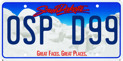 SD license plate 0SPD99