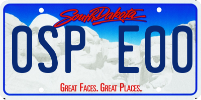 SD license plate 0SPE00