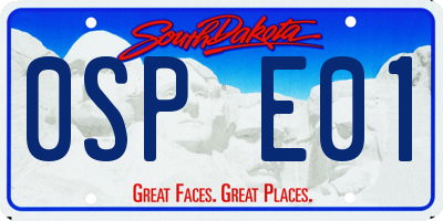SD license plate 0SPE01