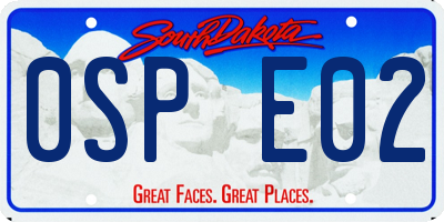 SD license plate 0SPE02