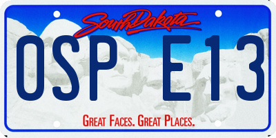 SD license plate 0SPE13