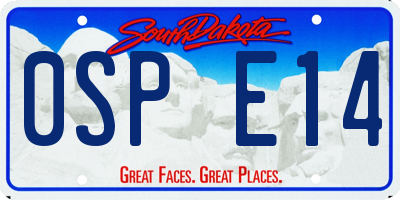 SD license plate 0SPE14