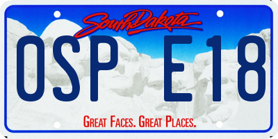 SD license plate 0SPE18