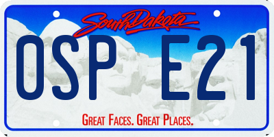 SD license plate 0SPE21