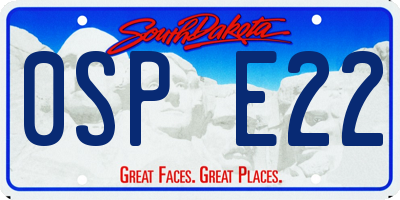 SD license plate 0SPE22