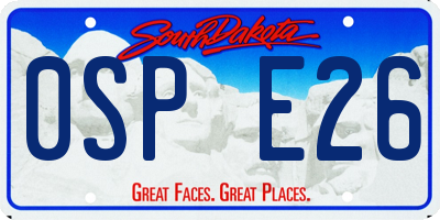 SD license plate 0SPE26