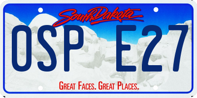 SD license plate 0SPE27