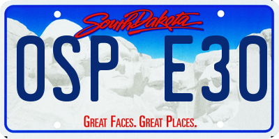SD license plate 0SPE30
