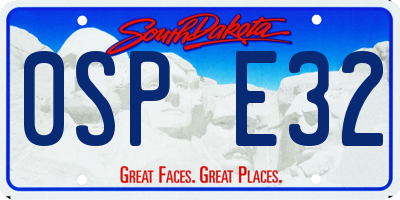 SD license plate 0SPE32