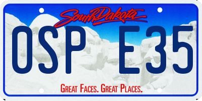 SD license plate 0SPE35