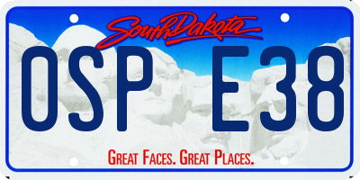 SD license plate 0SPE38