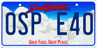 SD license plate 0SPE40