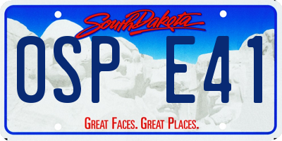 SD license plate 0SPE41