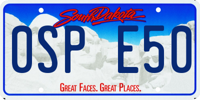 SD license plate 0SPE50