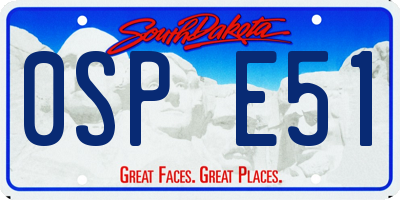 SD license plate 0SPE51