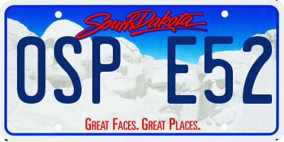 SD license plate 0SPE52