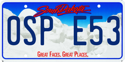 SD license plate 0SPE53