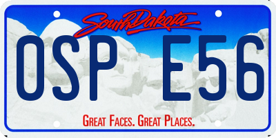 SD license plate 0SPE56