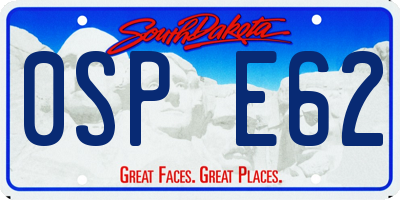 SD license plate 0SPE62