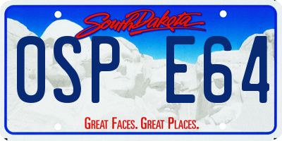 SD license plate 0SPE64