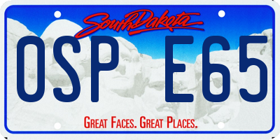 SD license plate 0SPE65